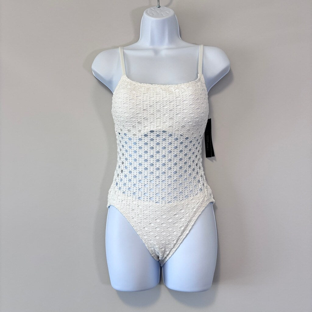 Carmen Marc Valvo Women's Size 6 White Crochet One-Piece Swimsuit NWT