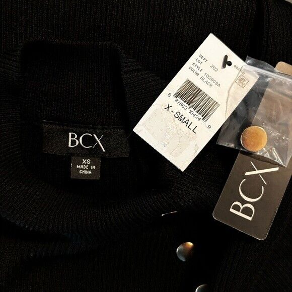 BCX Juniors XS Long Sleeve Ribbed Mock Neck Button Detail Sweater NWT