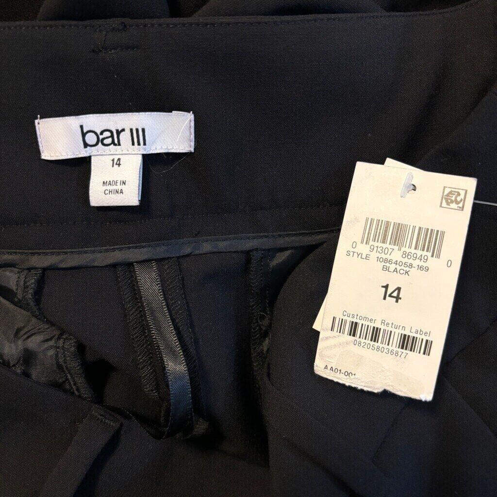 Bar III Women's Bi-Stretch Pleated Straight-Leg Black Ankle Dress Pants NWT