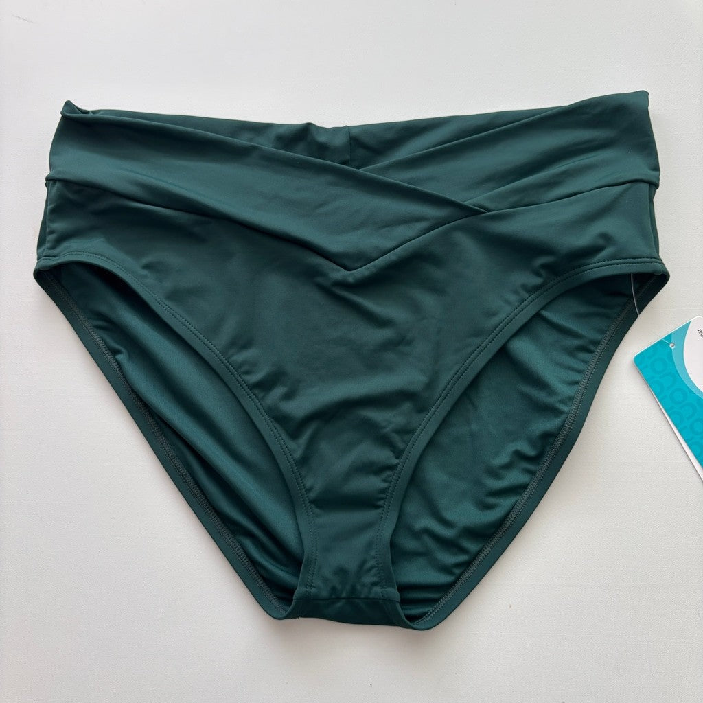 Coco Reef Women's Extra Large Forest Green V-Waist Crossover Bikini Bottoms NWT