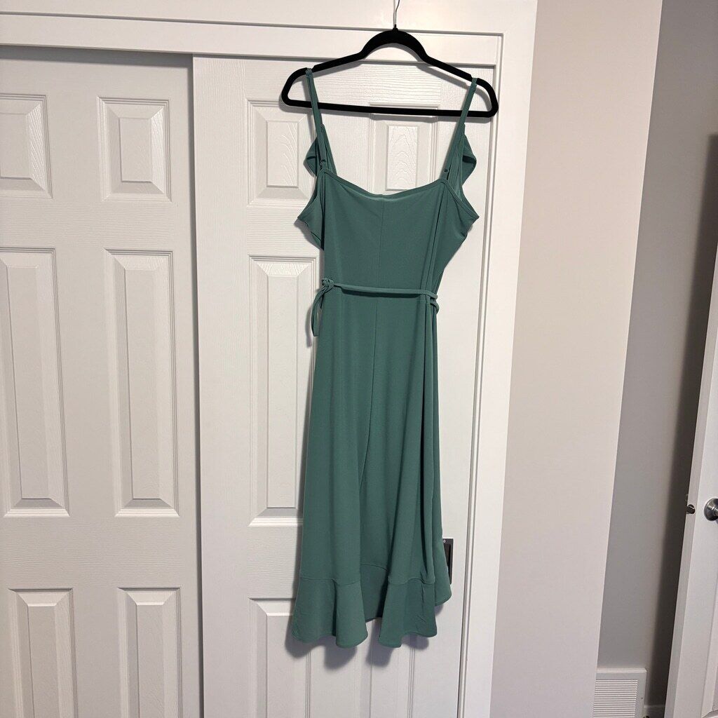 Bar III Women's Plus Size 2X Teal Ruffled Sleeveless Wrap Midi Dress NWT