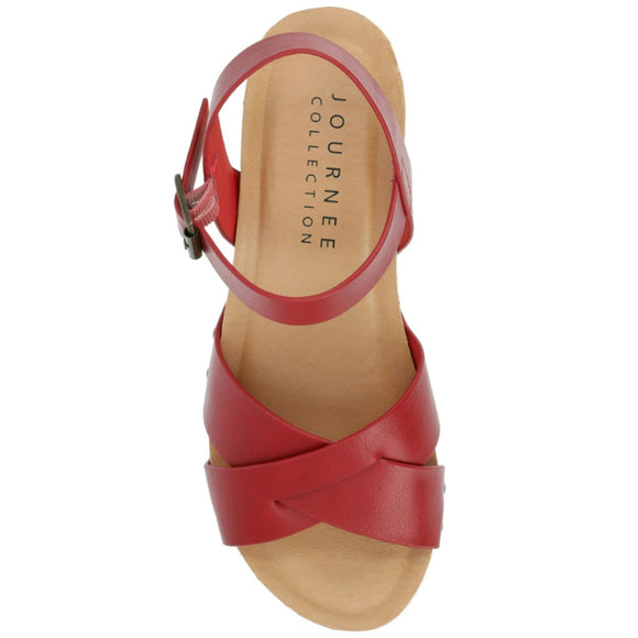 Journee Collection Women's Size 8 & 8.5 Red Cork Block Heel Valentina Shoes NIB