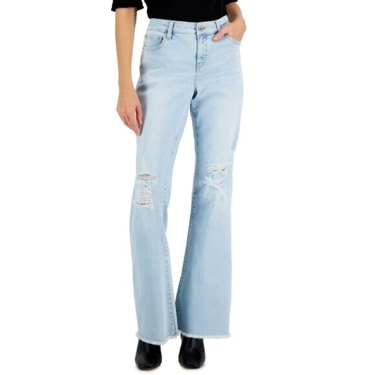 I.N.C. International Concepts Women's Mid-Rise Destructed Flare-Leg Jeans NWT