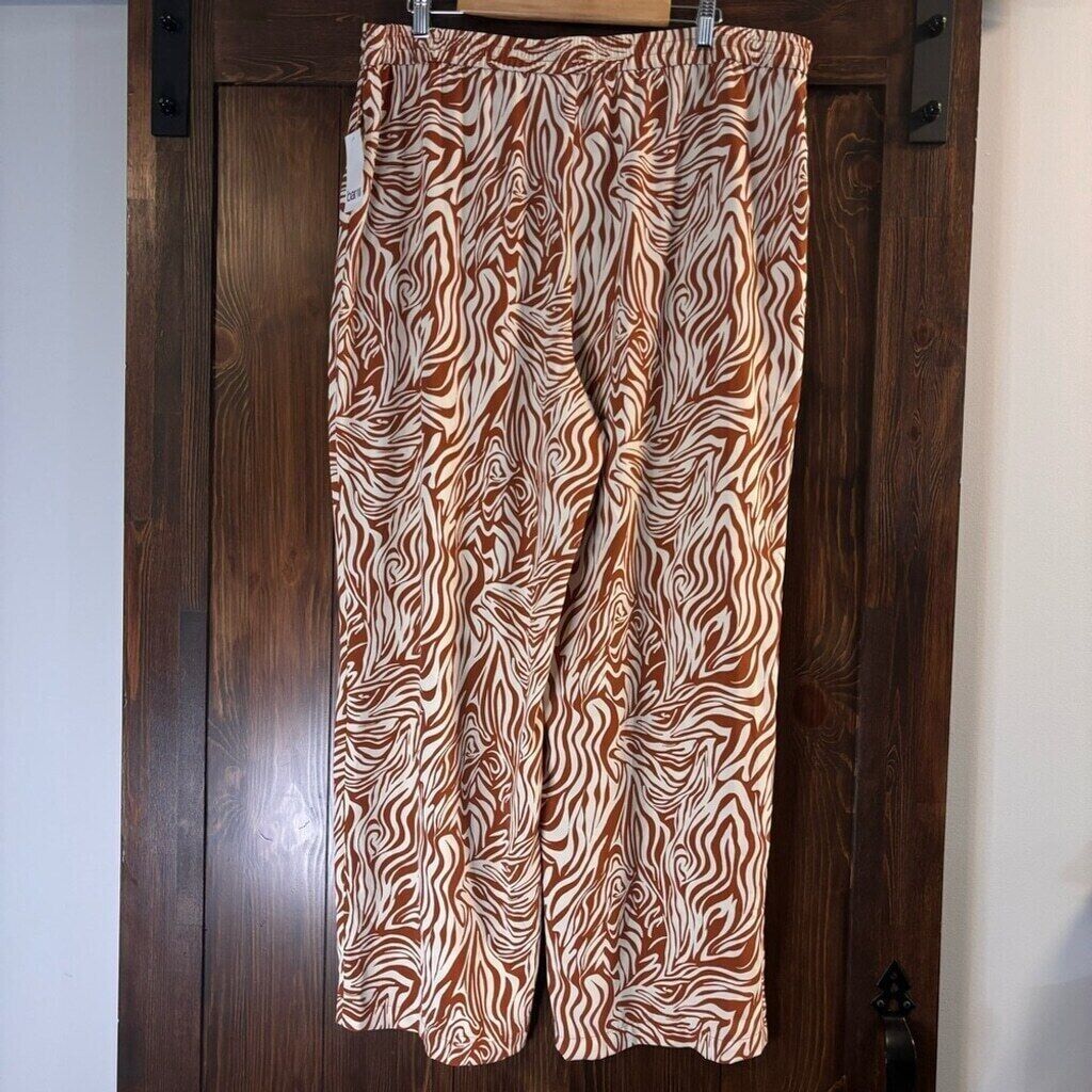 Bar III Women's Tan & Brown Animal-Print Pull-On Drawstring Pants NWT