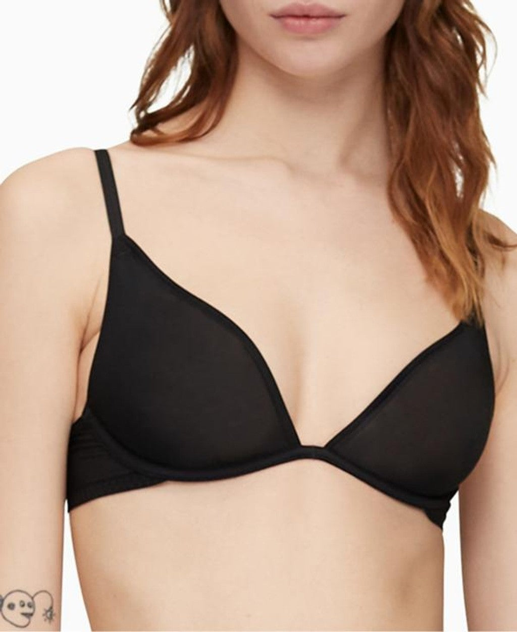 Calvin Klein 32C Black Sheer Marquisette Underwire Plunge Bra NWT