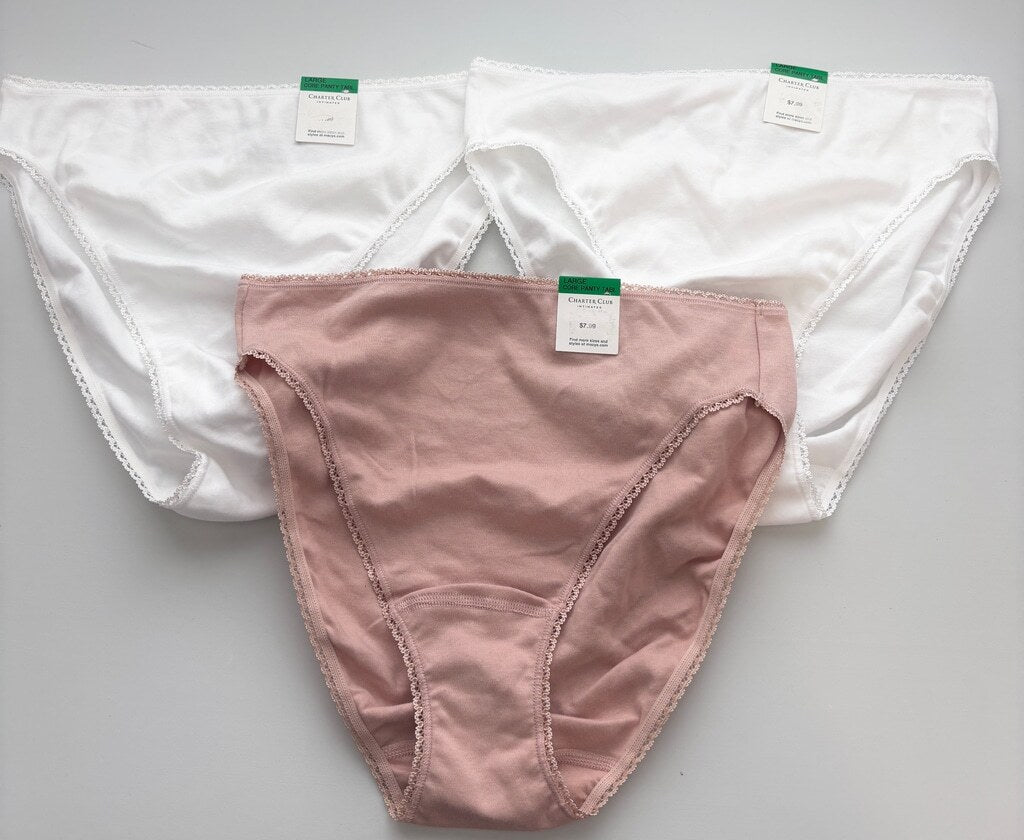 Charter Club Women's Large 100% Cotton 3 Mix Pack of Brief Underwear NWT L22