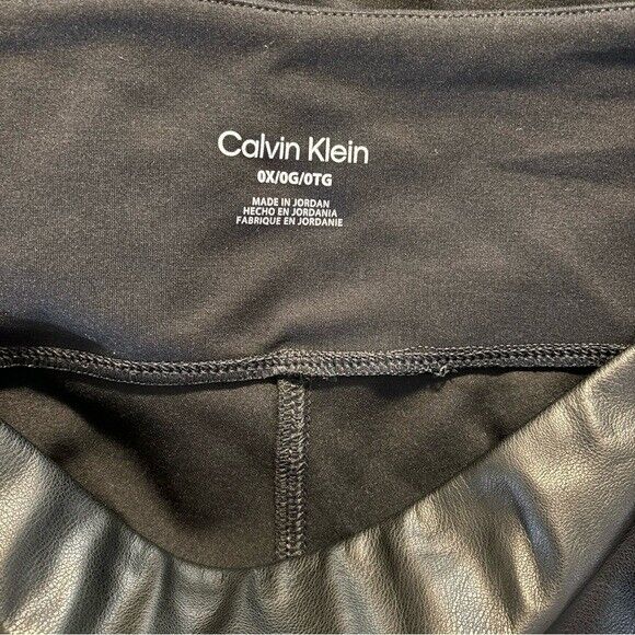 Calvin Klein Plus Size 0X Black Faux-Leather Front Leggings NWOT