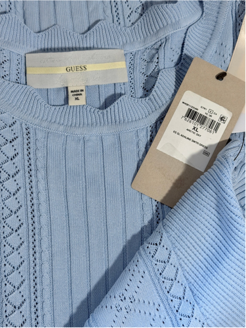 Guess Women's Extra Large Sky Blue Adaline Bodycon Sweater Dress NWT