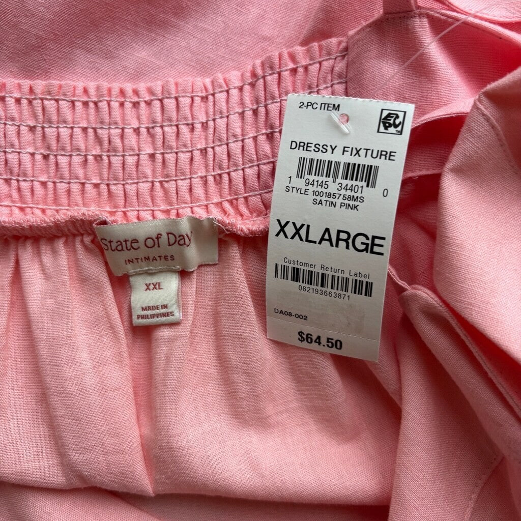 State of Day Women's Linen 2-Piece Pink Cami & Shorts Pajama Set NWT