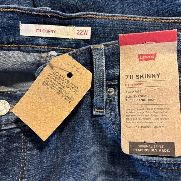 LEVI'S 711 Plus Size Distressed Skinny Jeans, Medium Wash NWT