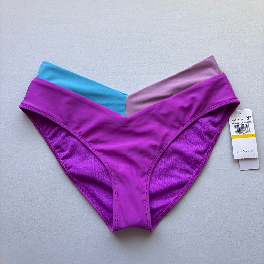 Salt + Cove Women's Purple Color Blocked Bikini Bottoms / Swimwear NWT