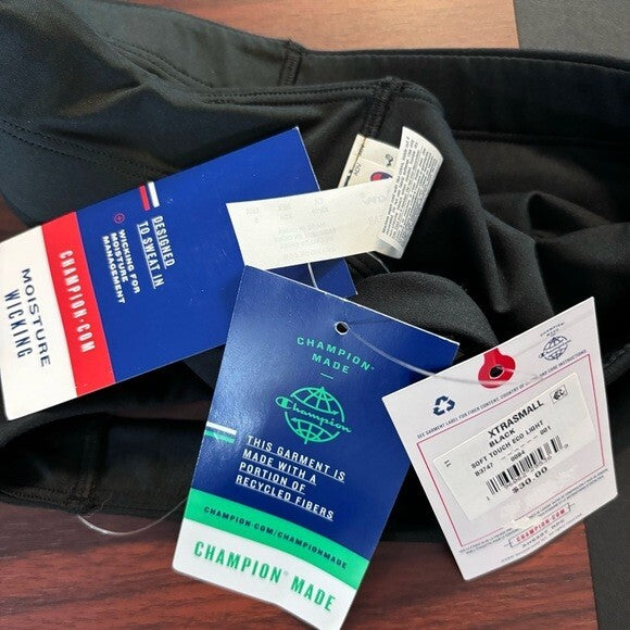 CHAMPION Women's XS Black Racerback Soft Touch Light Impact Sports Bra NWT