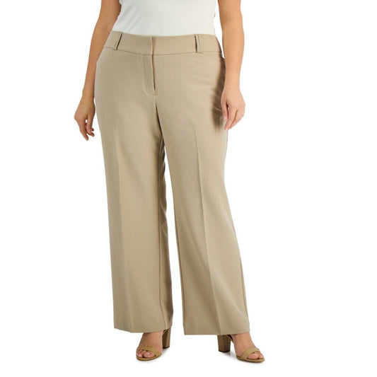 Alfani Women's Plus Size 24W Beige Curvy Bootcut Tummy-Control Dress Pants NWT
