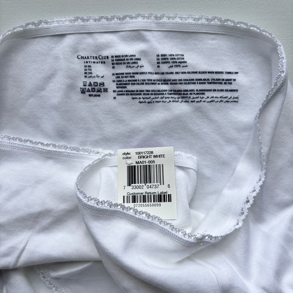 Charter Club Women's Size XXL White 100% Cotton 3 Pack of Brief Underwear NWT L2