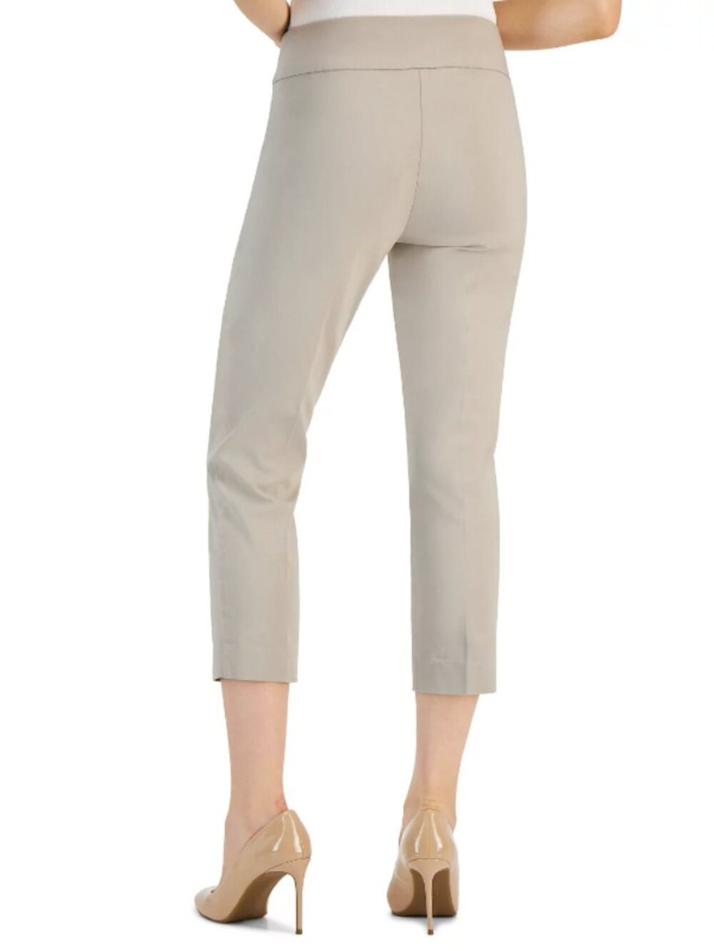 INC International Concepts Size 10 Beige Tummy-Control Pull-On Capri Pants NWT