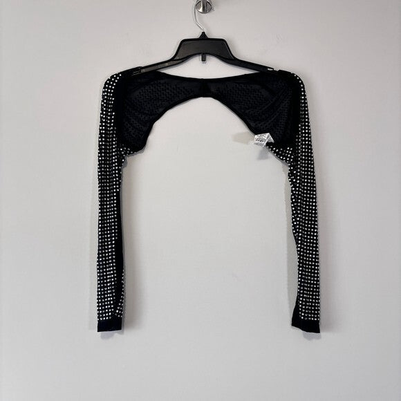 SHEIN Women's Black & Silver Studded Glam & Edgy Long Sleeve Add-On Top NIB