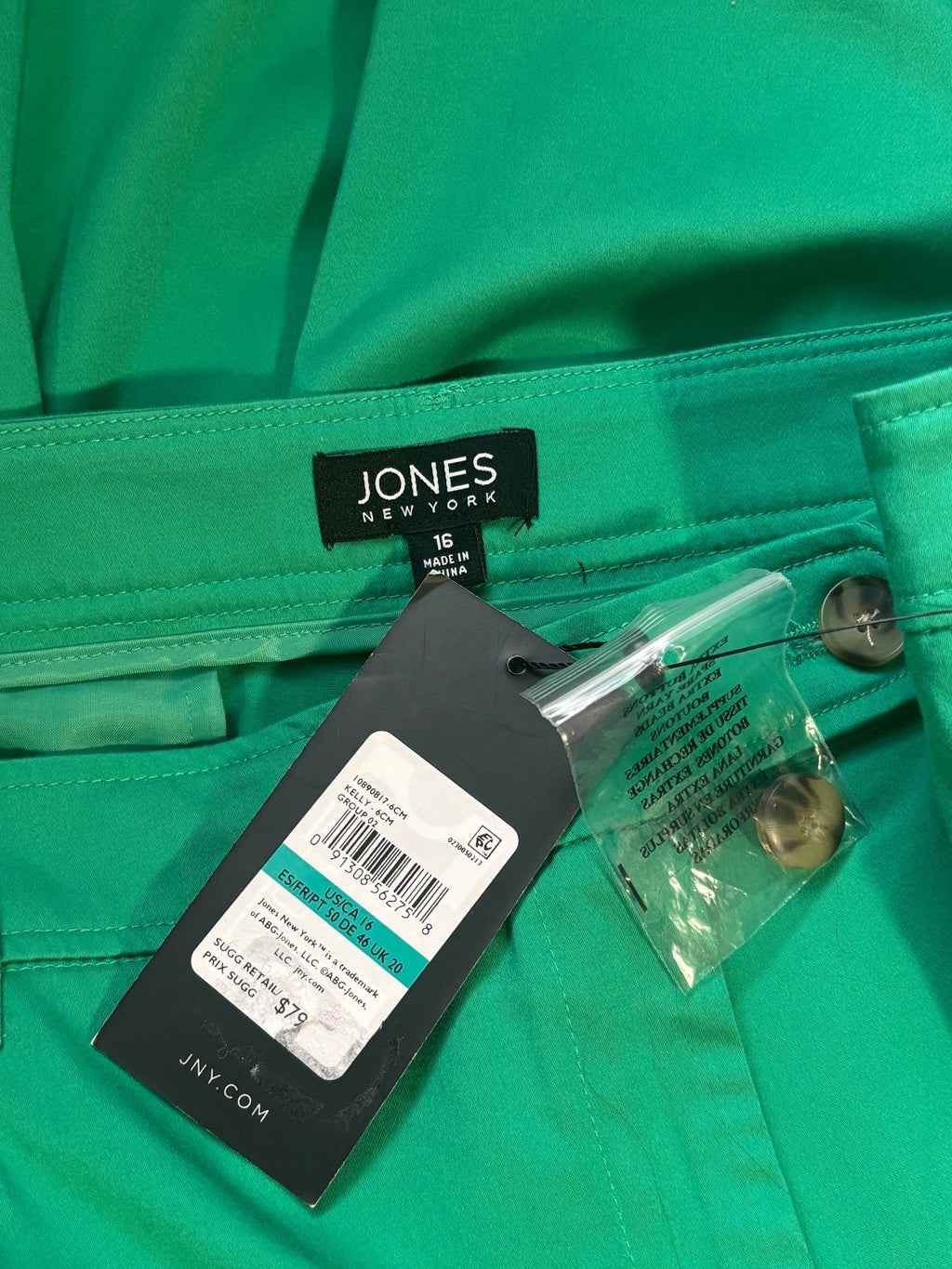 Jones New York Size 16 Green Straight-Leg Mid-Rise Ankle Dress Pants NWT