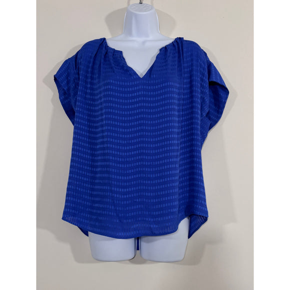 Calvin Klein Women's Medium Cobalt Blue Short Sleeve Textured Blouse NWT