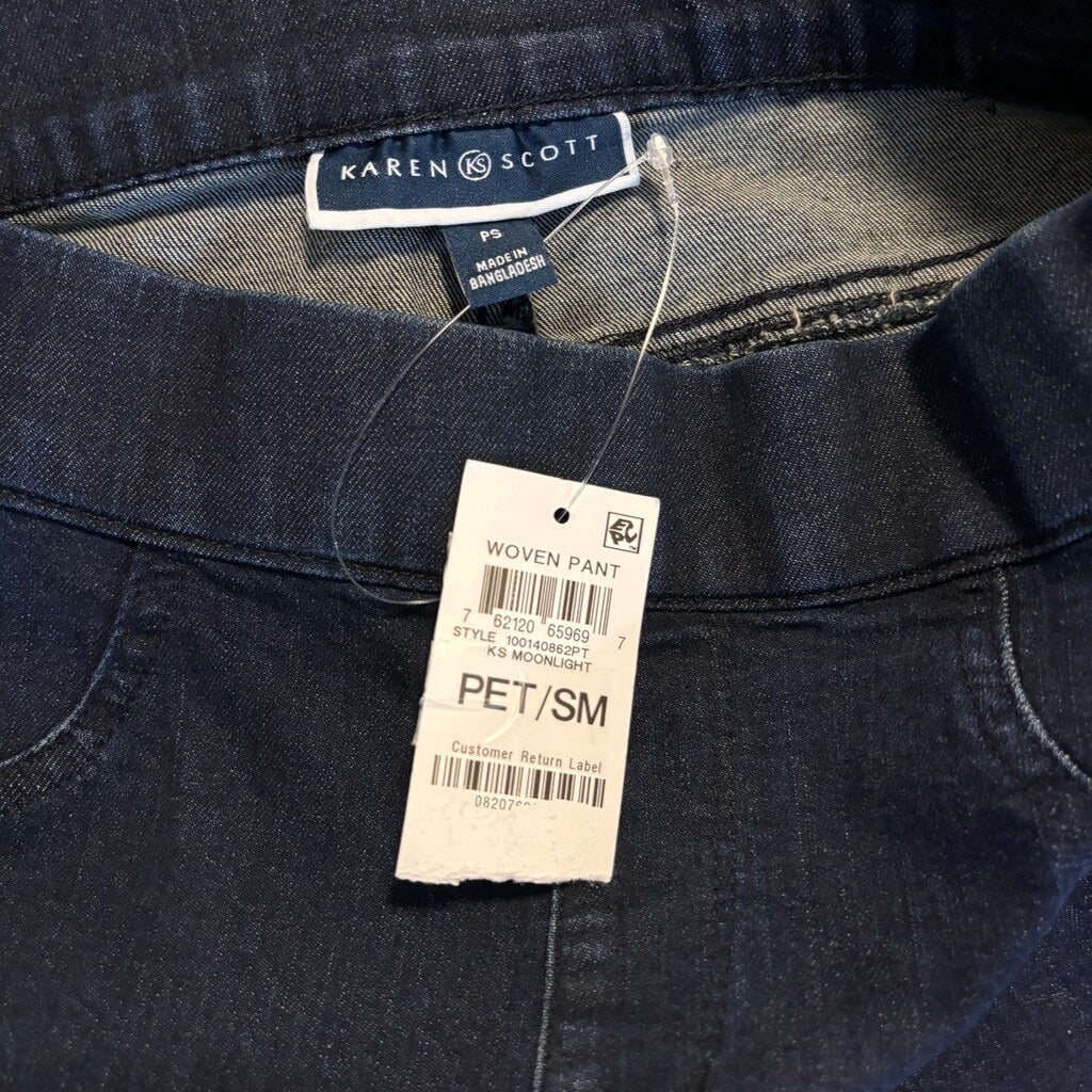 Karen Scott Women's Small Petite Pull-On and Stretchy Dark Denim Pants NWT