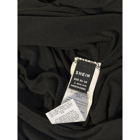 SHEIN Women's Size Large Black Square Neck Short Sleeve Bodysuit NWT