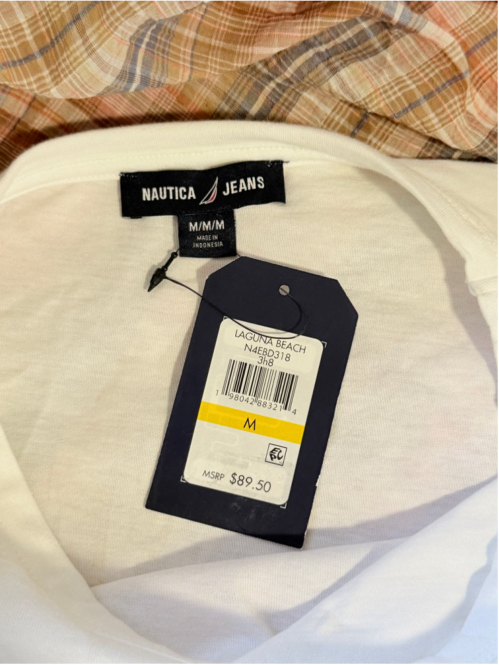 Nautica Jeans Size Medium Plaid Layered T-Shirt w/ Scoop Neck Midi Dress NWT