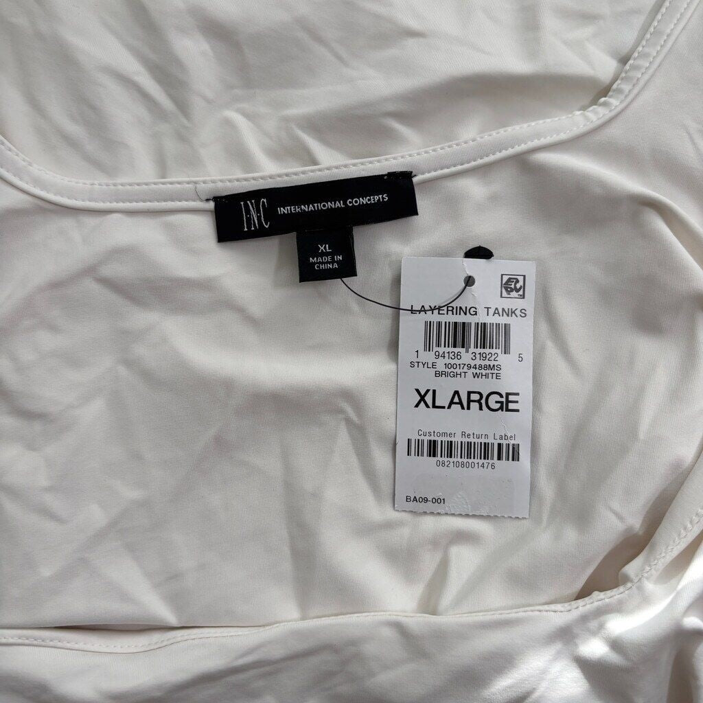 INC International Concepts Women's XL White Square Neck Tank Top NWT