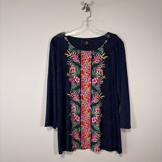 JM Collection Women's Tropical Runway Jacquard Tunic Top NWT