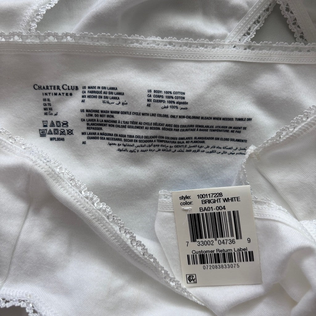 Charter Club Women's XL 100% Cotton 3 Pack of White Brief Underwear NWT XL39