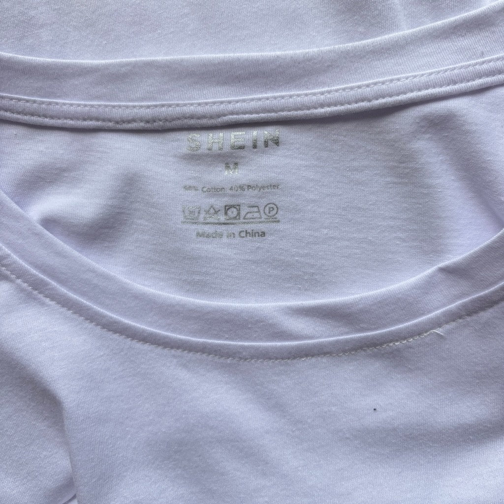 SHEIN Women's Medium White California Graphic Over-Sized Boxy T-Shirt NIB