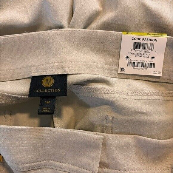JM Collection Petite Tummy-Control Curvy Fit Light Beige Dress Pants NWT