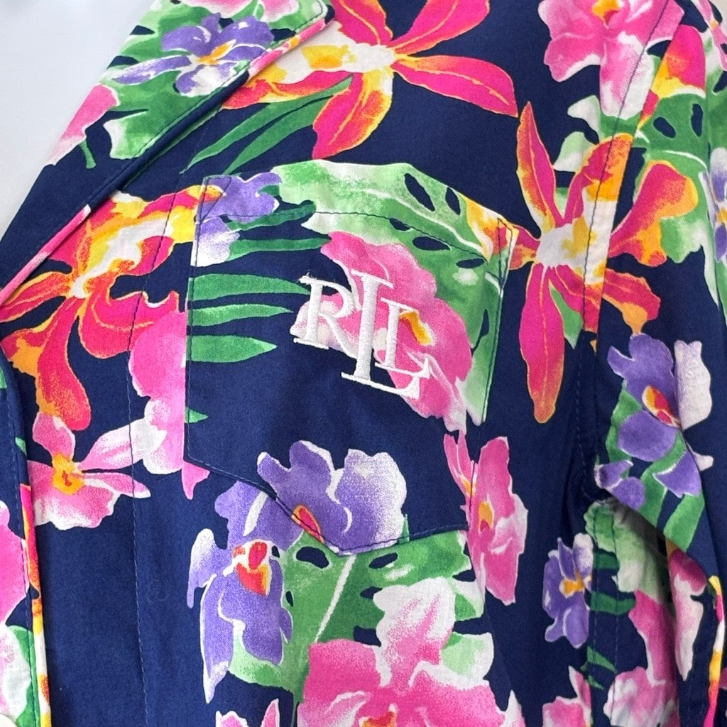 Ralph Lauren Women's M Navy & Multicolor Floral 2-Pc. Printed Pajamas Set NWT