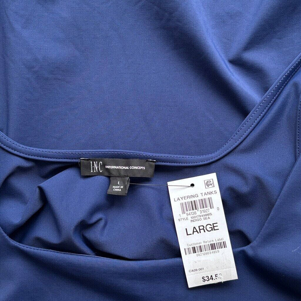 INC International Concepts Women's Navy Blue Square Neck Tank Top NWT