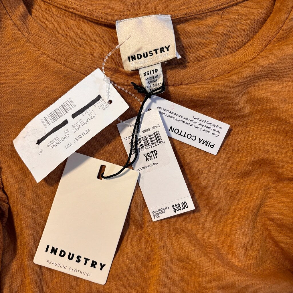 Industry Republic Clothing XS Flutter Ruffle Sleeve Pima Cotton T-Shirt NWT