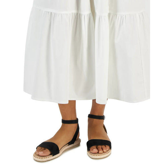 Style & Co Women's 6 Black & Tan Ankle-Strap Espadrille Flat Sandals NIB