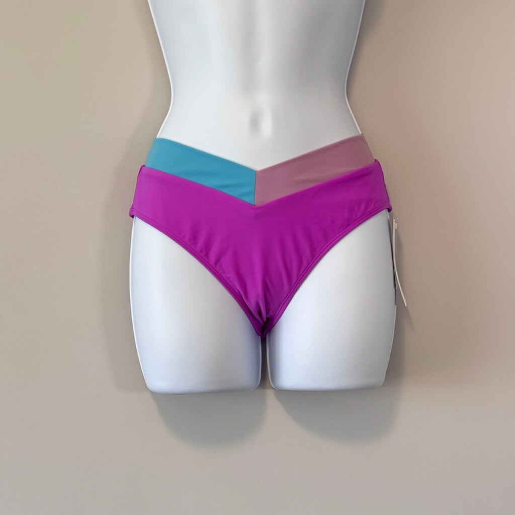 Salt + Cove Women's Purple Color Blocked Bikini Bottoms / Swimwear NWT
