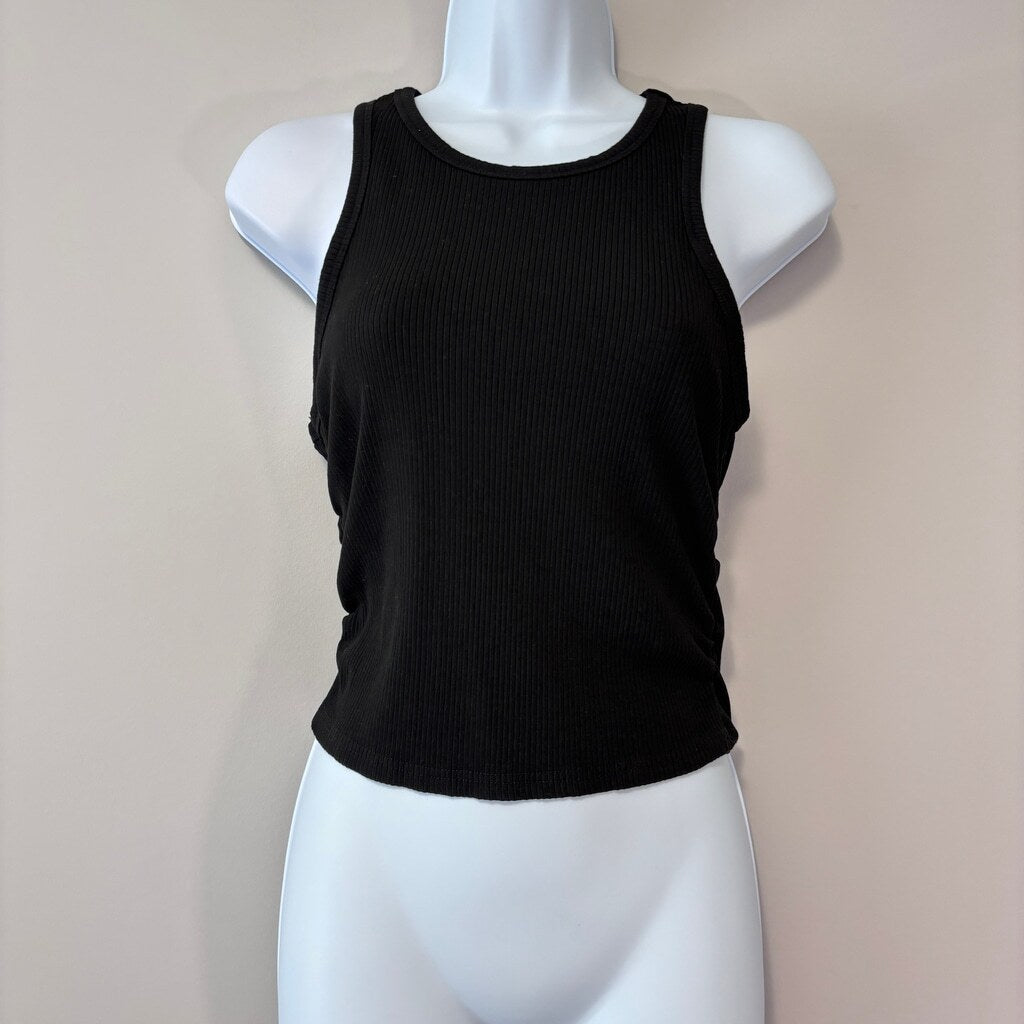 SHEIN Women's Size Medium Black Ribbed and Ruched Tank Top NIB