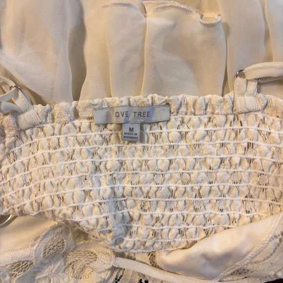 Love Tree Women's Medium Ivory Strappy Lace and Chiffon Crop Top NWOT