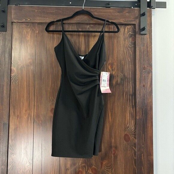 EMERALD SUNDAE Black Scuba Crepe Strappy V-Neck Bodycon Dress NWT