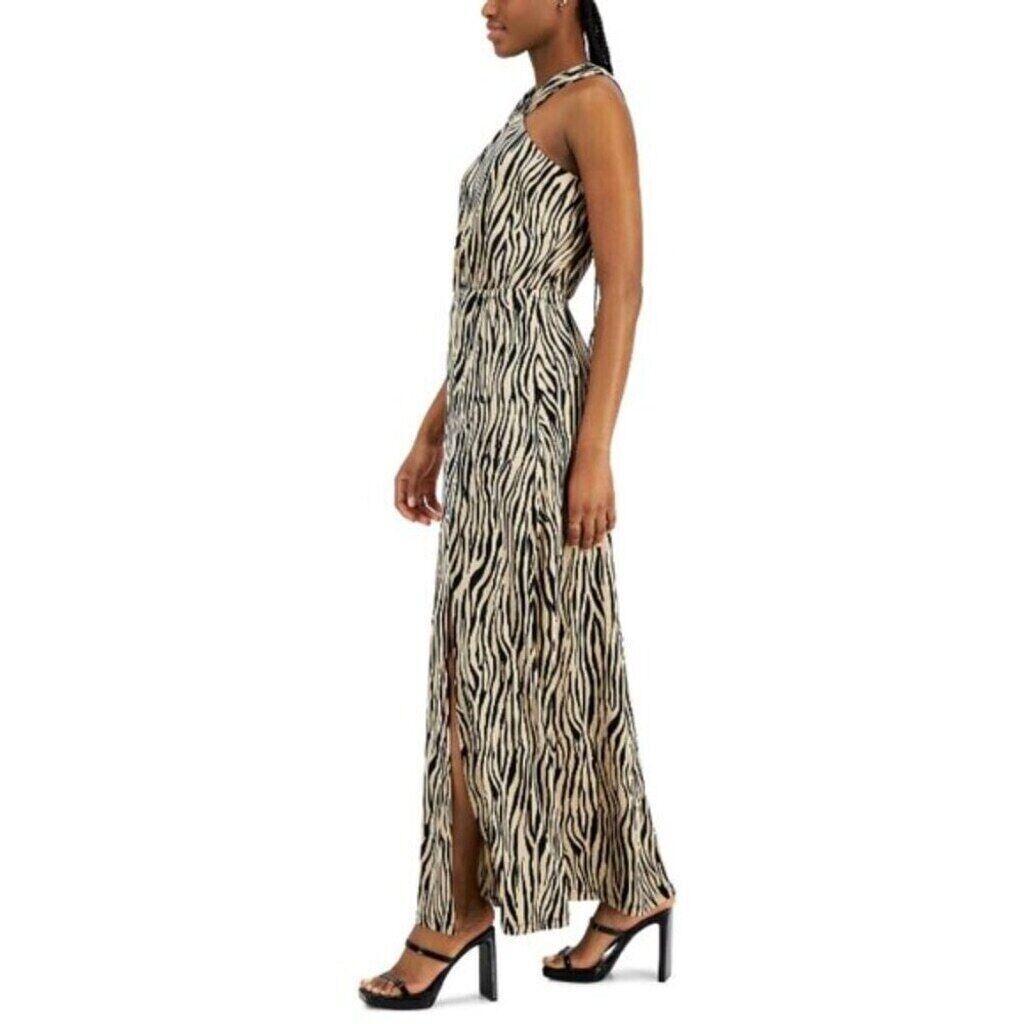 I.N.C. International Concepts Petite Zebra Printed Halter Maxi Dress NWT
