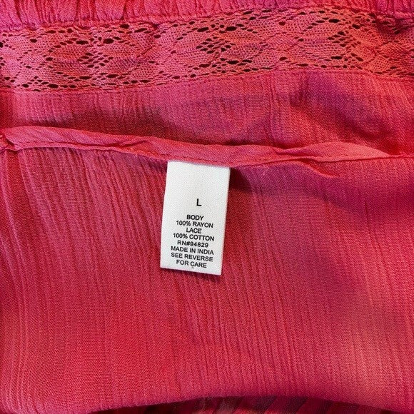 Planet Gold Juniors Size Large Adjustable Lace-Trim Pink Camisole NWOT