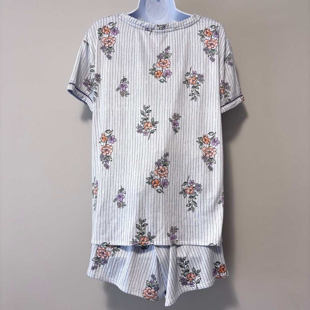 Roudelain Women's 2-Pc Soft Blue Striped Pajamas Set w/ Shorts NWT