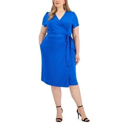 I.N.C. International Concepts Plus Size Blue Side-Tie Wrap Dress NWT