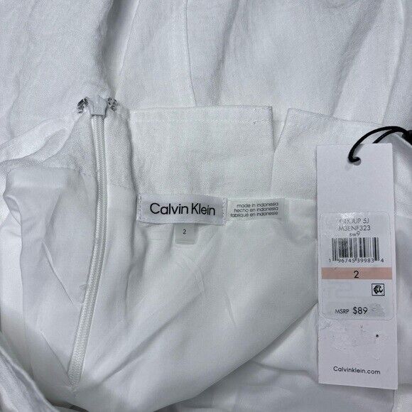 CALVIN KLEIN White Cargo Belted Pencil Skirt Size 2 NWT