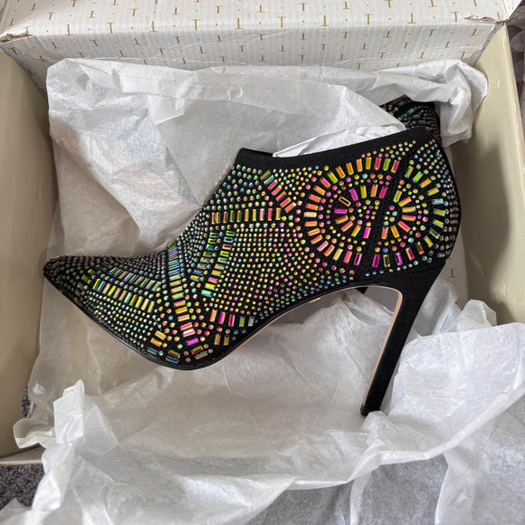 Thalia Sodi Women's 7 Black Karmen Iridescent Crystal Ankle Booties NWT