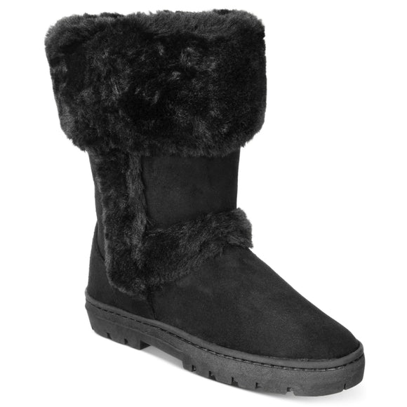 Style & Co Women's Size 5 Suede & Fuzzy Black Witty Winter Boots NIB