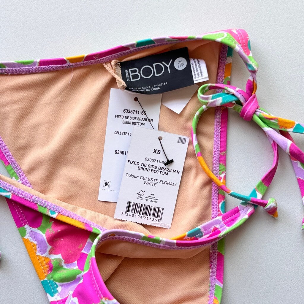 Cotton On Women's Size XS Multicolor Tie Side Brazilian Style Bikini Bottoms NWT