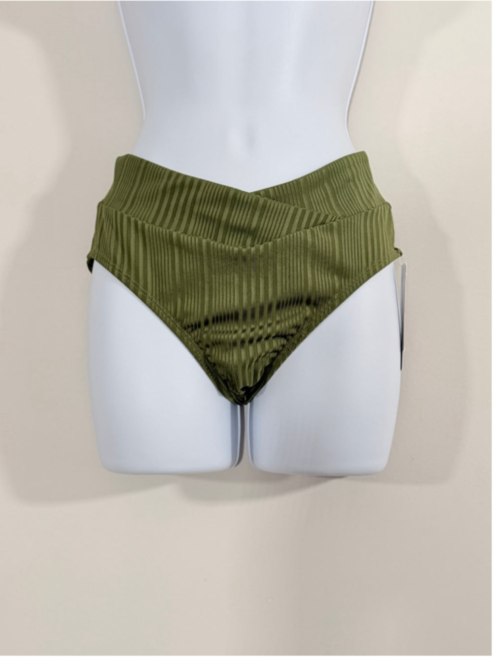 Salt + Cove Size Small Olive Green V-Waist Ribbed Bikini Bottoms NWT