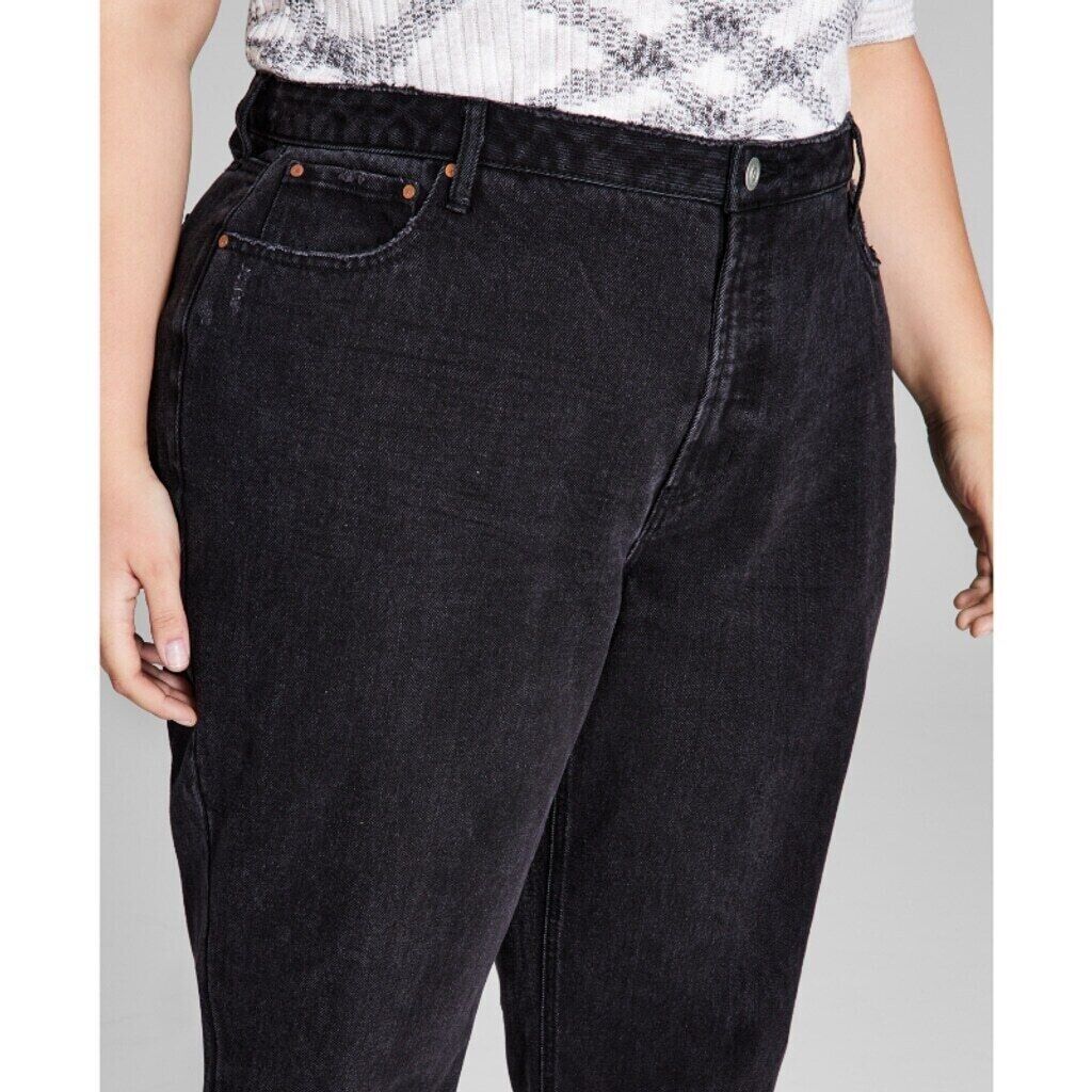 And Now This Plus Size Cotton High Rise Ripped Black Jeans NWT