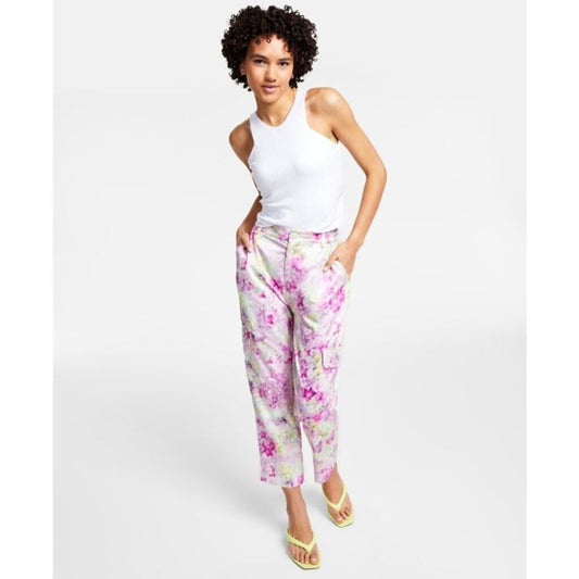 BAR III Women's Satin Floral Cargo Pants NWOT