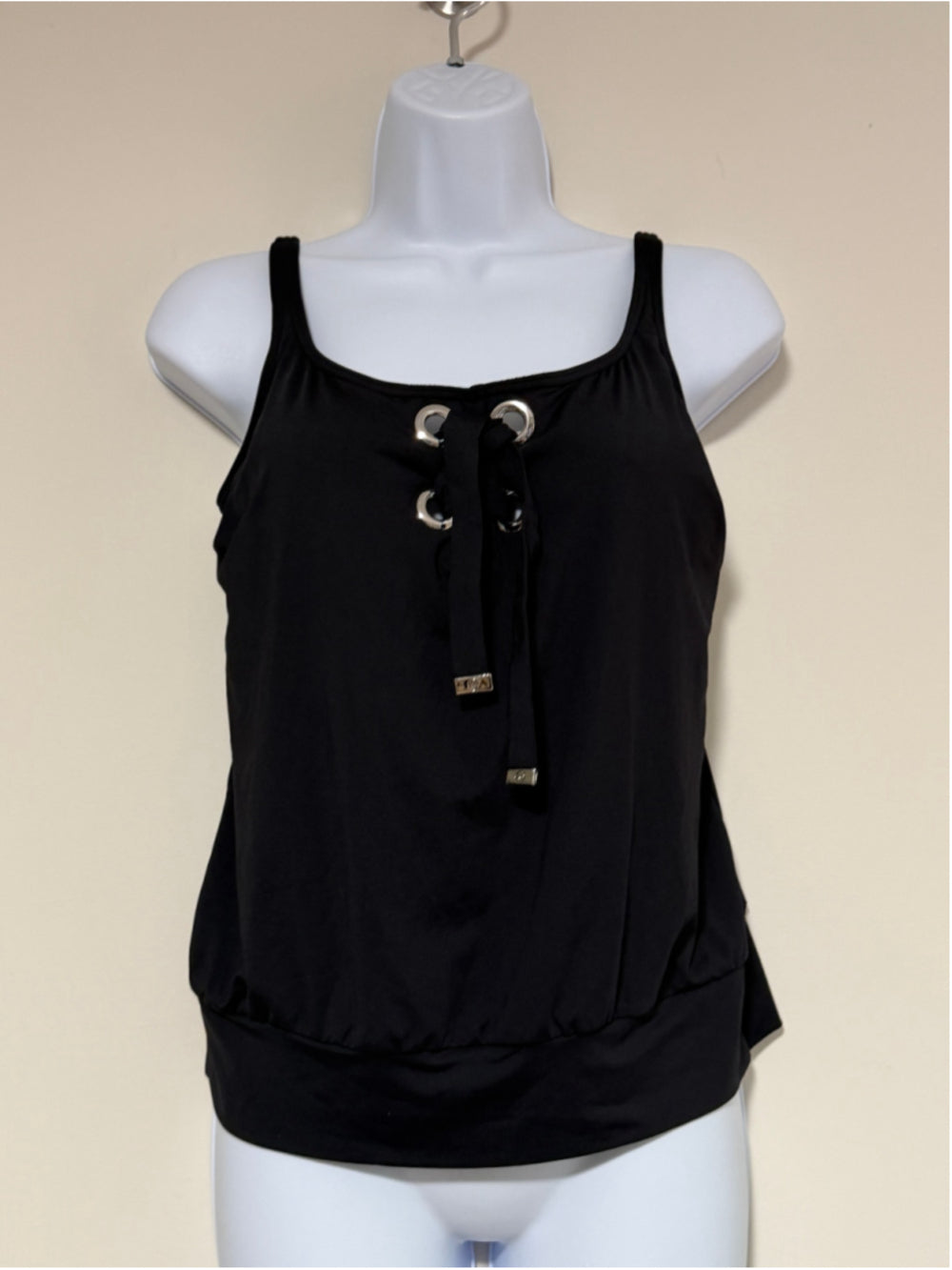 Michael Kors Women's Size XS Black Lace-Up Blouson Tankini Top NWT